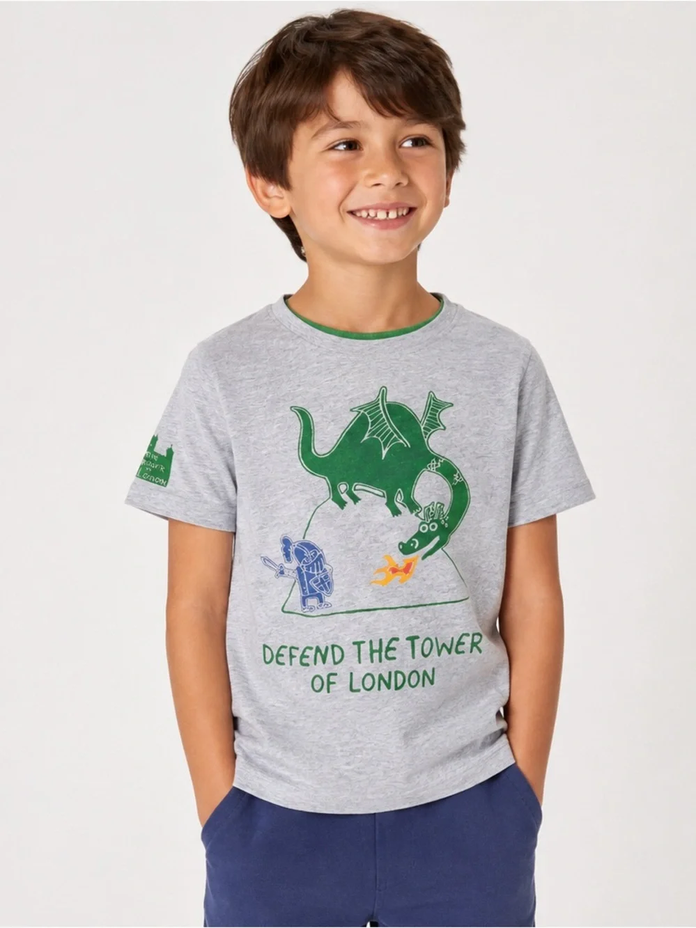 Historic Royal Palaces Tower of London Dragon Tee Kids 7-8Y Gray